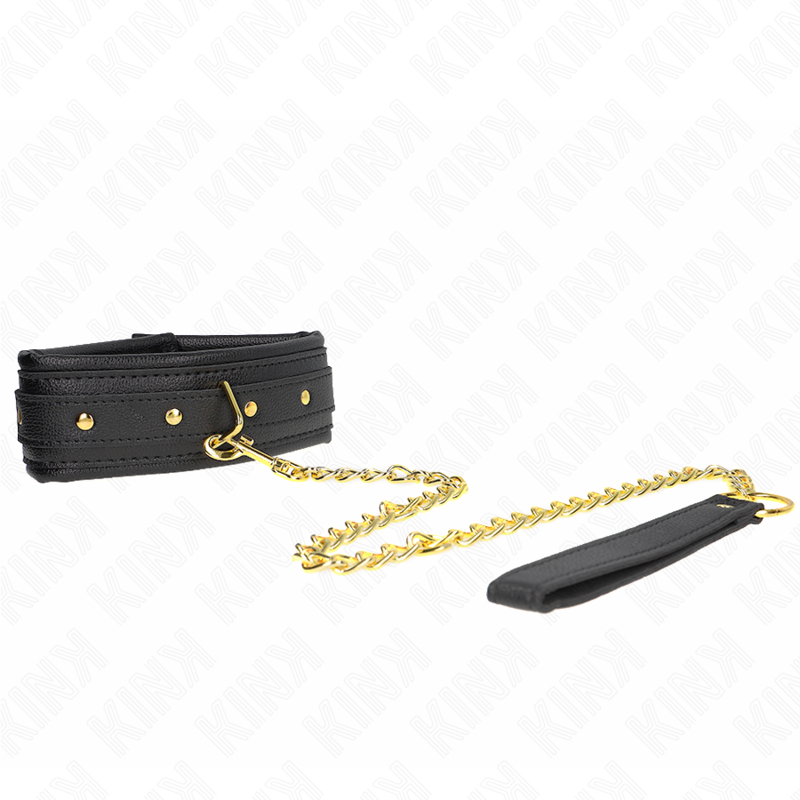 KINK - LEATHERETTE SPONGE COLLAR WITH LEASH MODEL 1 ADJUSTABLE 37-54 CM X 3 CM