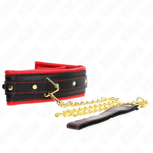 KINK - LEATHERETTE SPONGE COLLAR WITH LEASH MODEL 2 ADJUSTABLE 37-54 CM X 3 CM