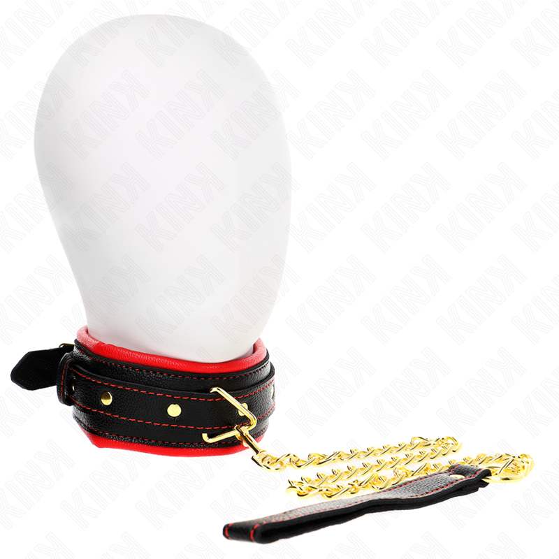 KINK - LEATHERETTE SPONGE COLLAR WITH LEASH MODEL 2 ADJUSTABLE 37-54 CM X 3 CM