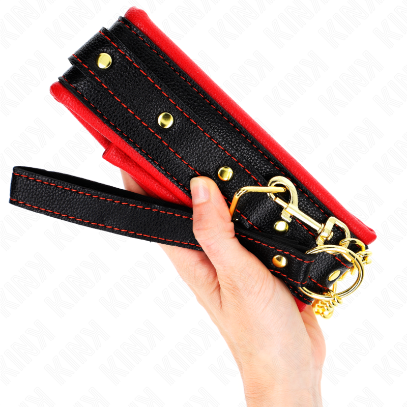 KINK - LEATHERETTE SPONGE COLLAR WITH LEASH MODEL 2 ADJUSTABLE 37-54 CM X 3 CM