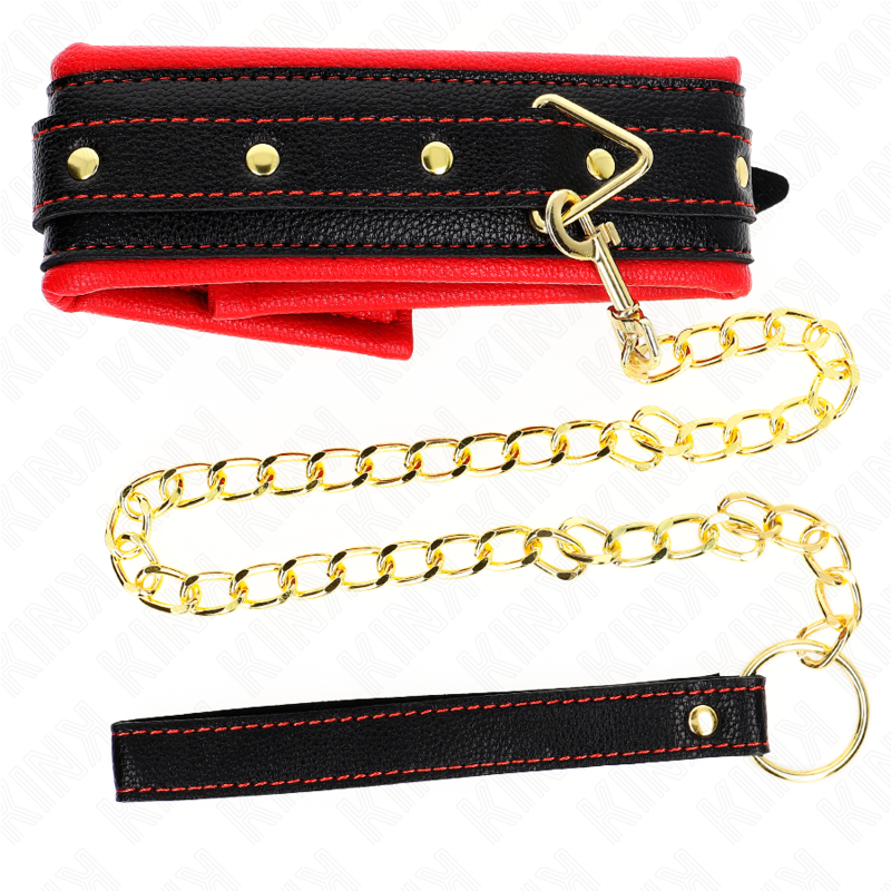 KINK - LEATHERETTE SPONGE COLLAR WITH LEASH MODEL 2 ADJUSTABLE 37-54 CM X 3 CM