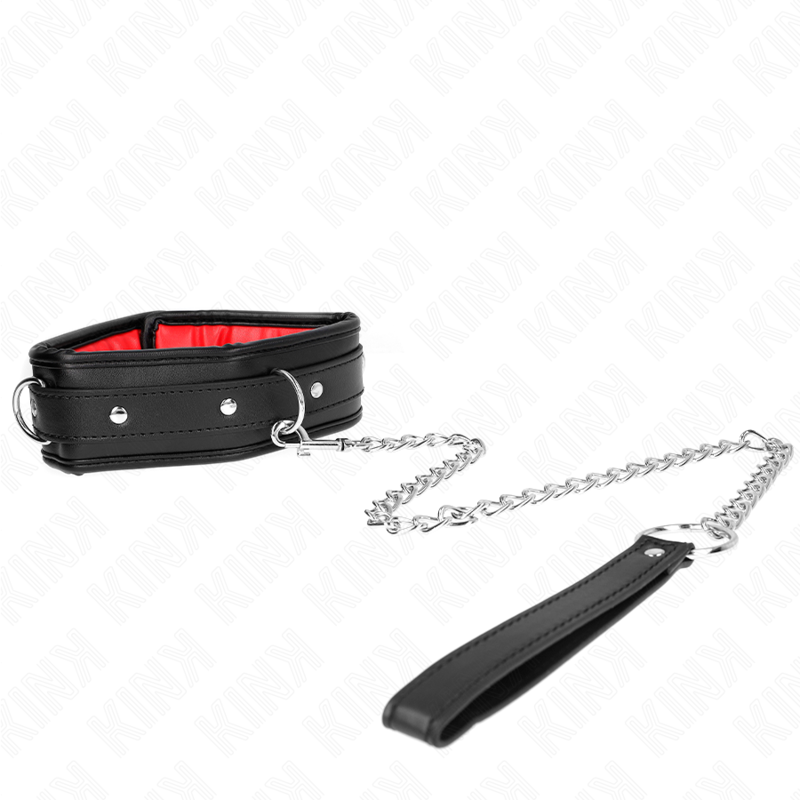 KINK - LEATHERETTE SPONGE COLLAR WITH LEASH MODEL 3 ADJUSTABLE 37-54 CM X 3 CM