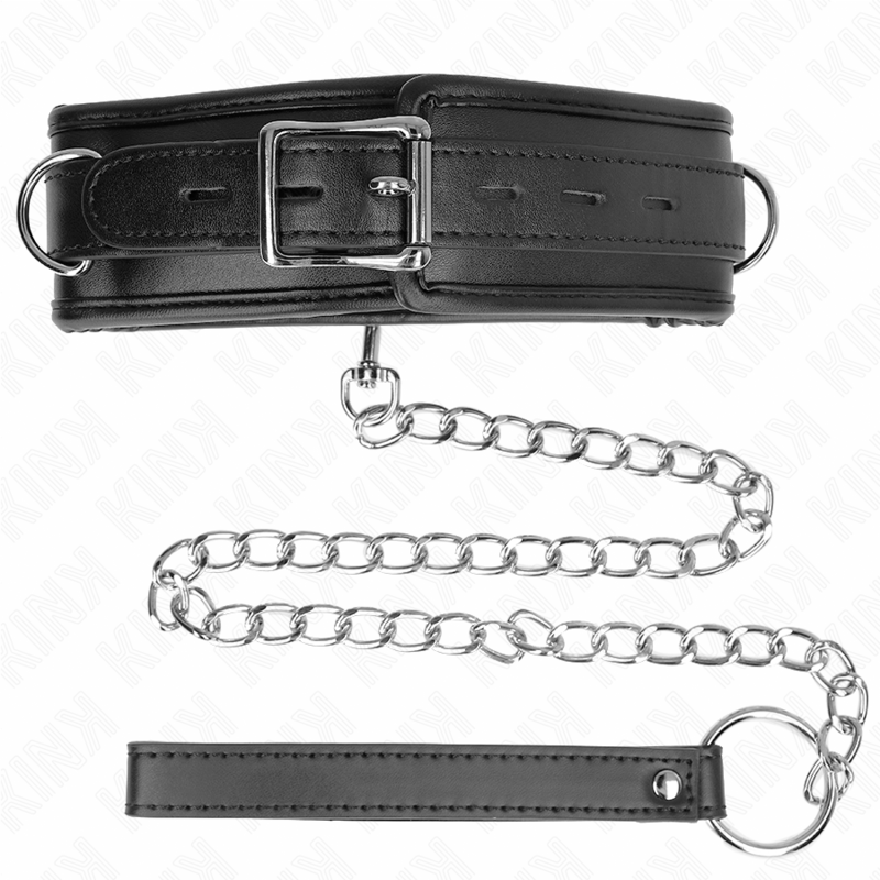 KINK - LEATHERETTE SPONGE COLLAR WITH LEASH MODEL 3 ADJUSTABLE 37-54 CM X 3 CM