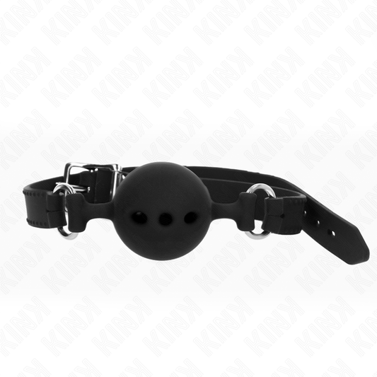KINK - GAG 55 x 2 CM BALL 5 CM FULL SILICONE SIZE L BLACK ADJUSTABLE 35-51 CM