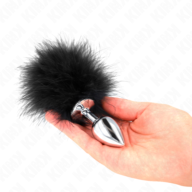 KINK - ANAL PLUG 11 x 7 CM STAINLESS STEEL WITH FEATHER 11 CM