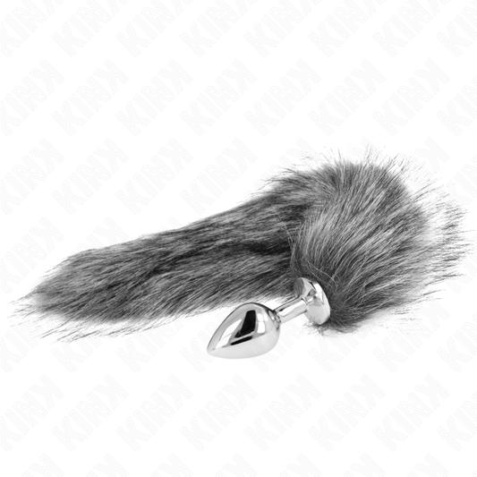 KINK - ANAL PLUG SIZE M 8 X 3.5 CM WITH SYNTHETIC TAIL 40 CM SILVER