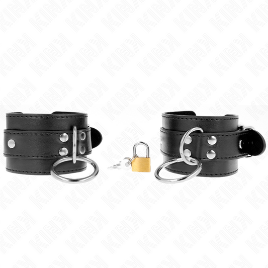 KINK - Adjustable Black Ring Lock Wrist Restraints 20-28cm x 5.5cm