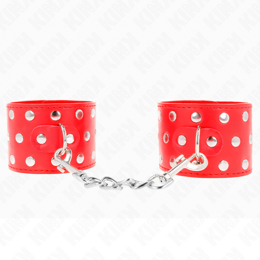 KINK - WRISTBANDS WITH ADJUSTABLE SNAP CLOSURE FULL OF STUDS RED 19-24 CM X 5.5 CM