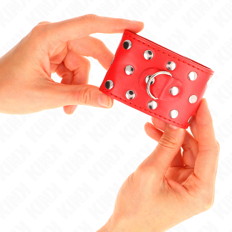 KINK - WRISTBANDS WITH ADJUSTABLE SNAP CLOSURE FULL OF STUDS RED 19-24 CM X 5.5 CM
