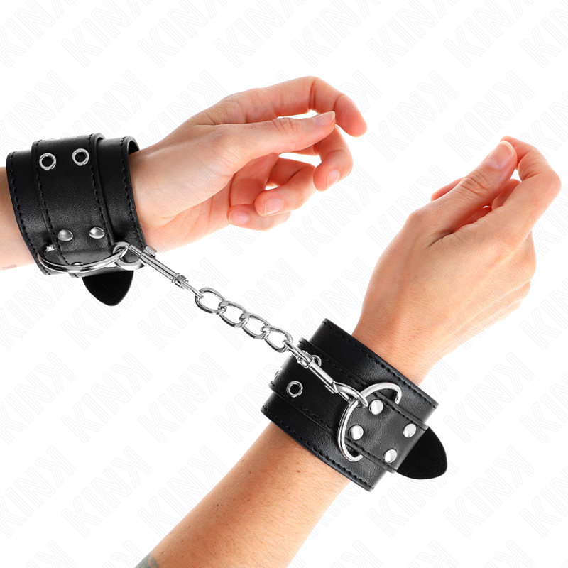 KINK - DOUBLE STUD WRISTBANDS BLACK ADJUSTABLE 19-26 CM