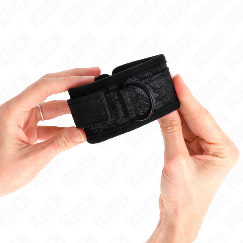 KINK - Adjustable Black Lace and Neoprene Wristbands 20-29 cm x 5 cm