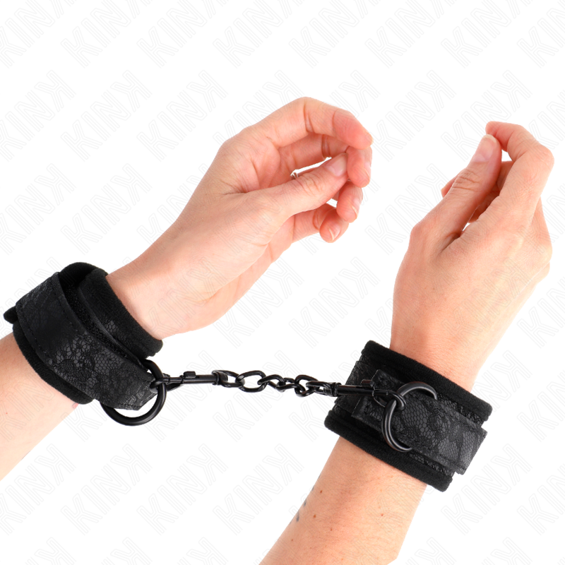 KINK - Adjustable Black Lace and Neoprene Wristbands 20-29 cm x 5 cm