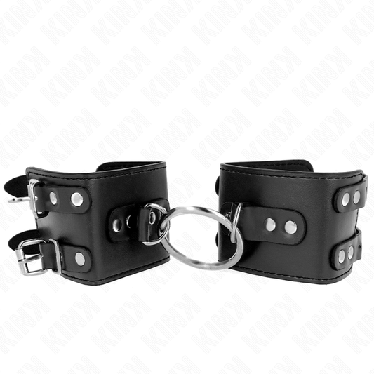 KINK - Adjustable Black Ring and Stud Fixed Wrist Supports 17-22 cm x 6.5 cm