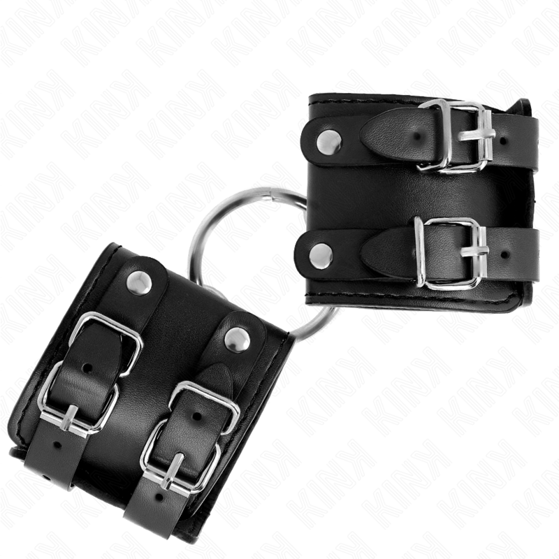 KINK - Adjustable Black Ring and Stud Fixed Wrist Supports 17-22 cm x 6.5 cm