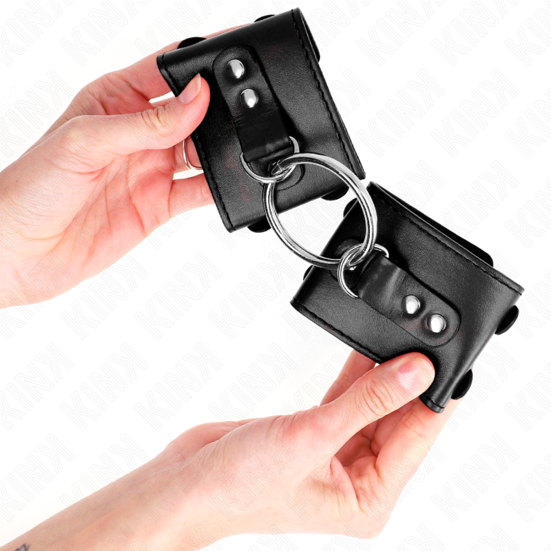 KINK - Adjustable Black Ring and Stud Fixed Wrist Supports 17-22 cm x 6.5 cm