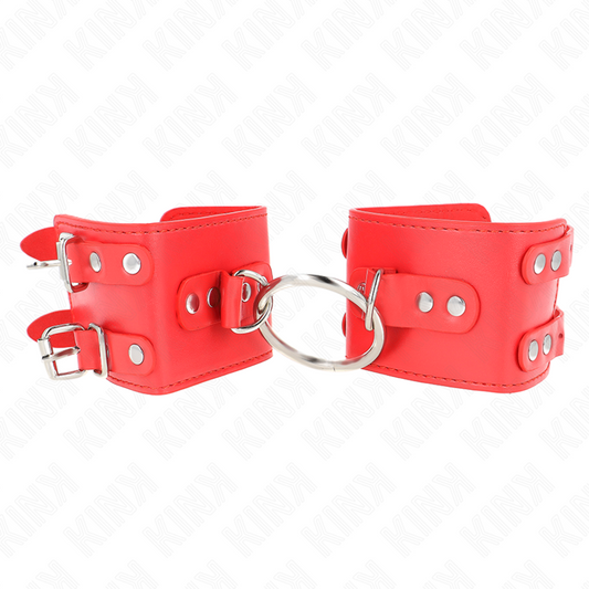 KINK - WRIST SUPPORT WITH RINGS AND STUDS, RED, ADJUSTABLE, 17-22 CM X 6.5 CM