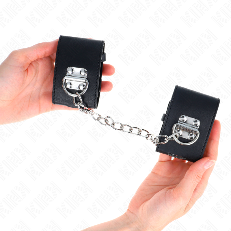 KINK - FIXED WRISTBANDS WITH 30 CM CHAIN ​​AND ADJUSTABLE BLACK PADLOCK CLOSURE 16-23 CM X 5.5 CM