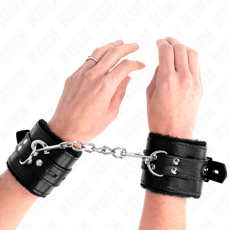 KINK - BLACK SQUARE HOLE LINED WRISTBANDS WITH ADJUSTABLE BLACK STRAP 17-29 CM X 6 CM