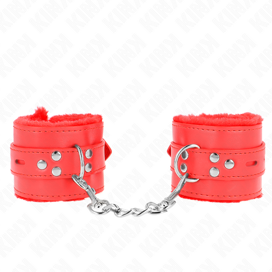 KINK - RED SQUARE HOLE LINED WRISTBANDS WITH ADJUSTABLE RED STRAP 17-29 CM X 6 CM