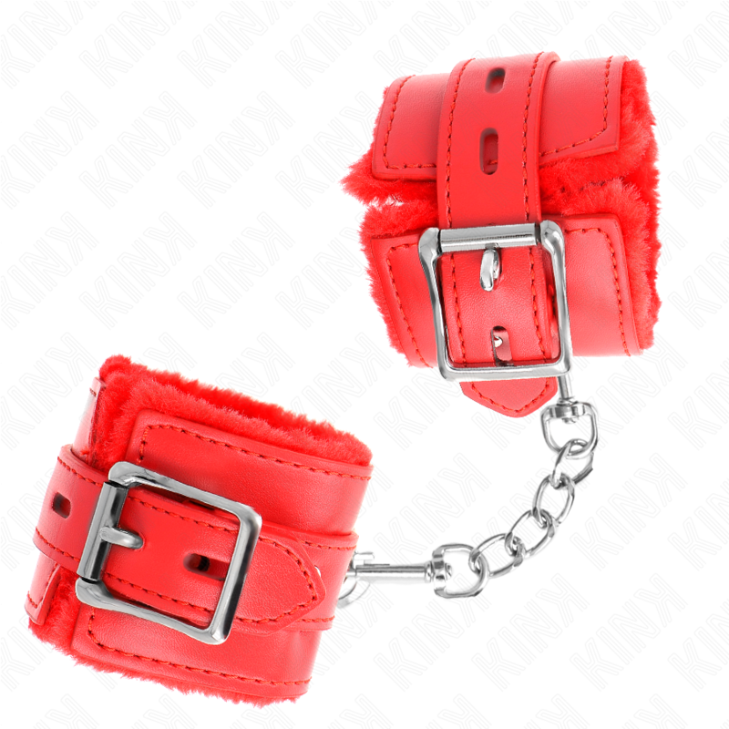 KINK - RED SQUARE HOLE LINED WRISTBANDS WITH ADJUSTABLE RED STRAP 17-29 CM X 6 CM