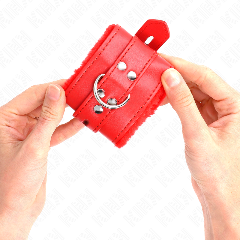 KINK - RED SQUARE HOLE LINED WRISTBANDS WITH ADJUSTABLE RED STRAP 17-29 CM X 6 CM