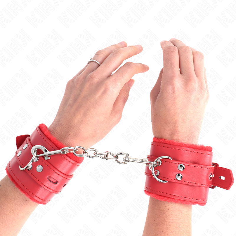 KINK - RED SQUARE HOLE LINED WRISTBANDS WITH ADJUSTABLE RED STRAP 17-29 CM X 6 CM