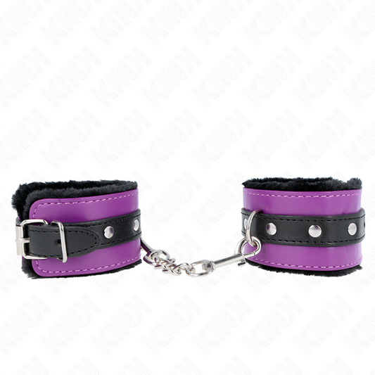 KINK - PREMIUM BLACK LINED WRISTBANDS WITH ADJUSTABLE VIOLET/BLACK STRAP 17-29 CM X 6 CM