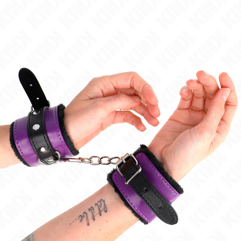KINK - PREMIUM BLACK LINED WRISTBANDS WITH ADJUSTABLE VIOLET/BLACK STRAP 17-29 CM X 6 CM