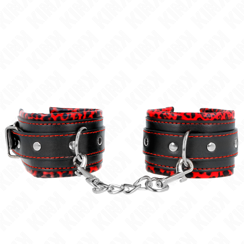 KINK - RED / BLACK LINED WRISTBANDS ADJUSTABLE 17-29 CM X 6 CM