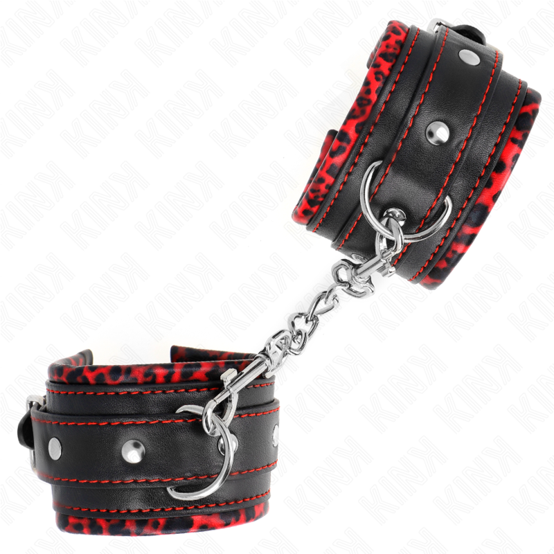 KINK - RED / BLACK LINED WRISTBANDS ADJUSTABLE 17-29 CM X 6 CM