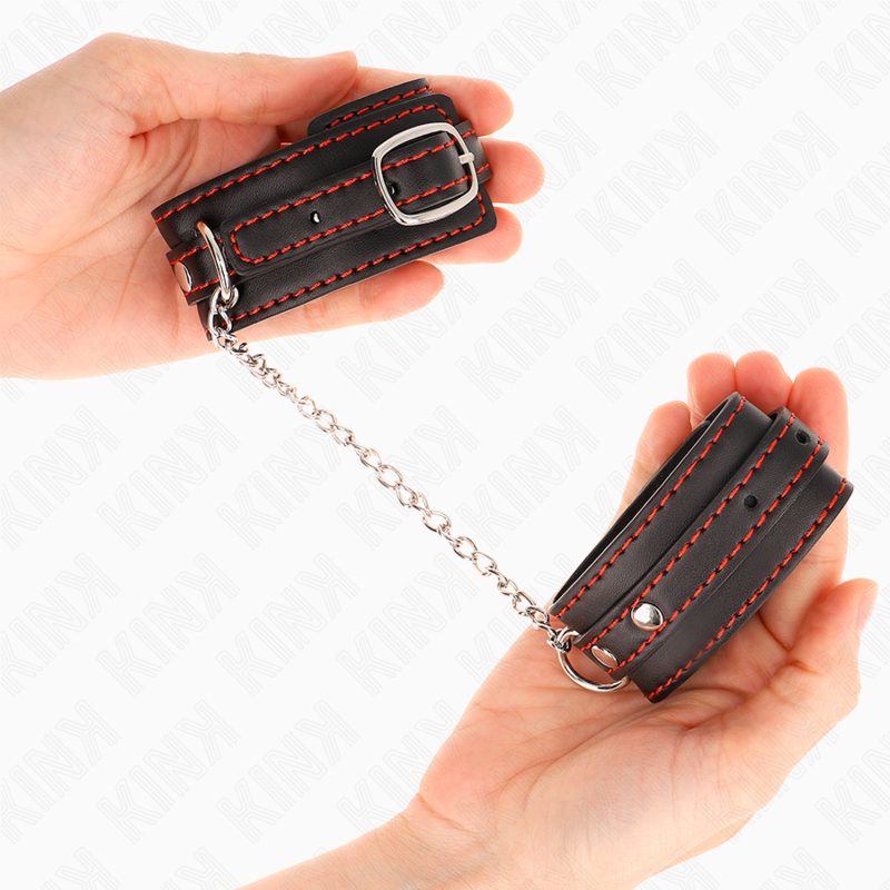 KINK - SMALL BLACK WRISTBANDS WITH RED DETAILS ADJUSTABLE 14-24 CM X 3.5 CM