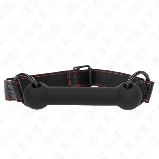 KINK - BONE-SHAPED GAG WITH ADJUSTABLE BLACK LEATHERETTE STRAP 41-57 CM