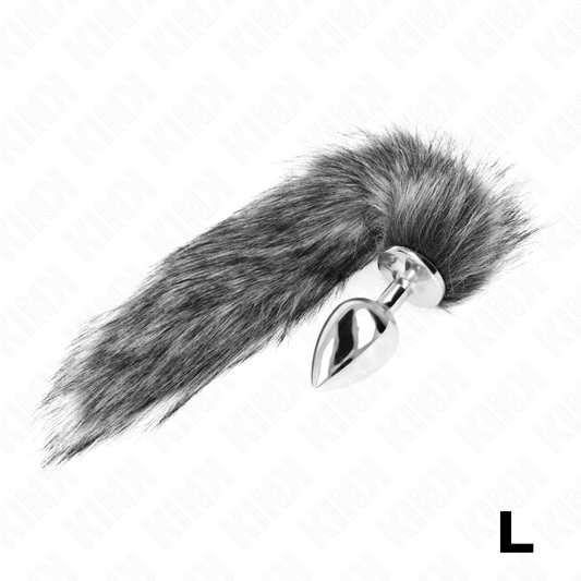 KINK - ANAL PLUG SIZE L 10 X 4 CM WITH SYNTHETIC TAIL 40 CM SILVER
