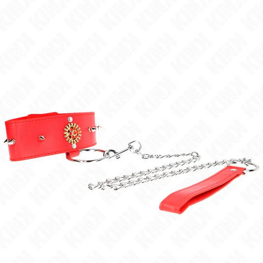 KINK - 65CM RED DIAMOND NECK LEASH COLLAR ADJUSTABLE 35-51CM X 7CM