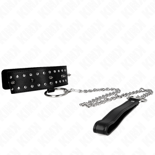 KINK - 65 CM SILVER STUDDED LEASH COLLAR MODEL 1 ADJUSTABLE 36-43 CM X 5 CM