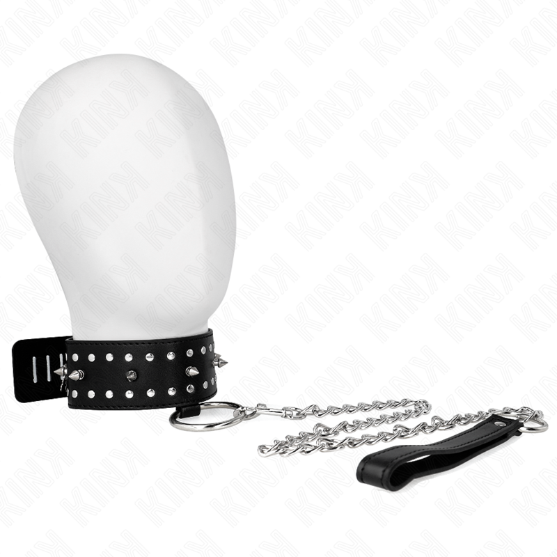KINK - 65 CM SILVER STUDDED LEASH COLLAR MODEL 1 ADJUSTABLE 36-43 CM X 5 CM