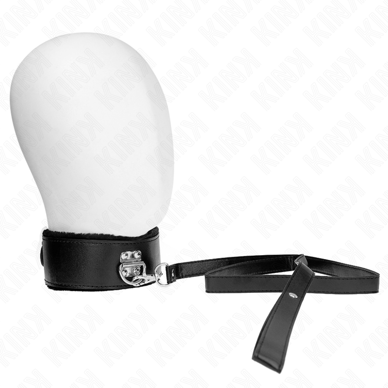 KINK - 116 CM SILVER STUDDED LEASH COLLAR MODEL 4 BLACK ADJUSTABLE 40-48 CM X 6 CM