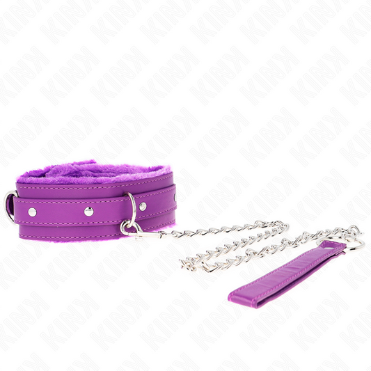 KINK - 65 CM PURPLE COLLAR WITH LEASH WITH RESTRAINTS ADJUSTABLE 36-42 CM X 5.5 CM