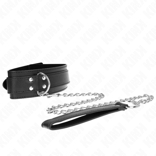 KINK - COLLAR WITH LEASH 65 CM SILVER BUCKLES ADJUSTABLE 33-46 CM X 5.5 CM