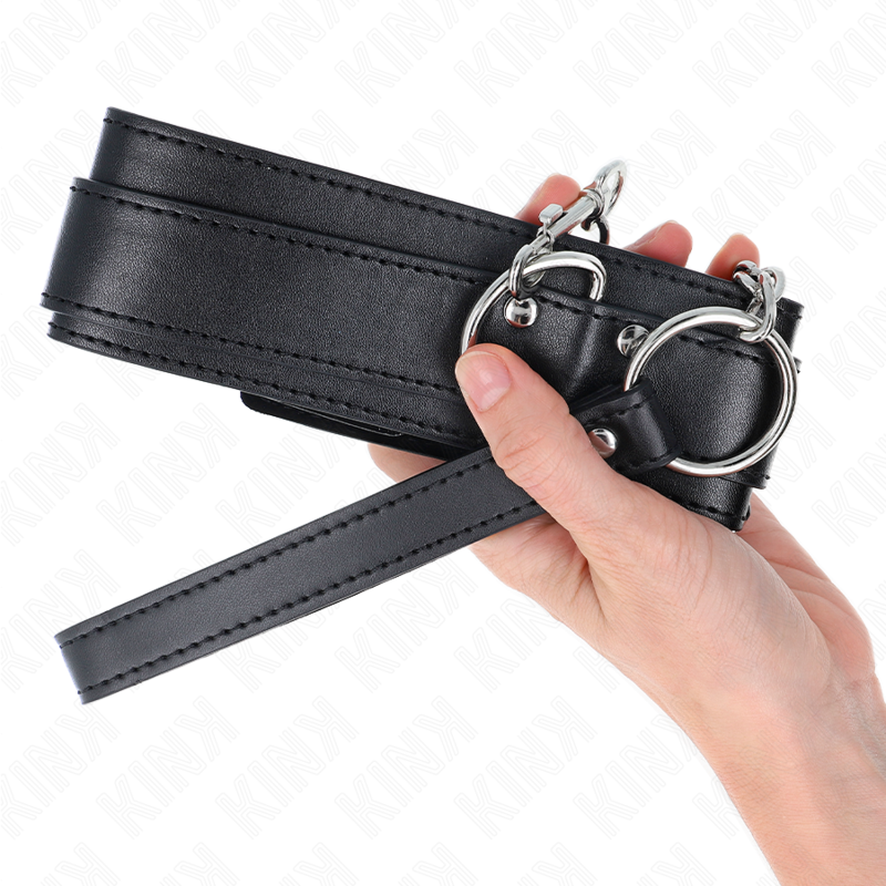 KINK - COLLAR WITH LEASH 65 CM SILVER BUCKLES ADJUSTABLE 33-46 CM X 5.5 CM