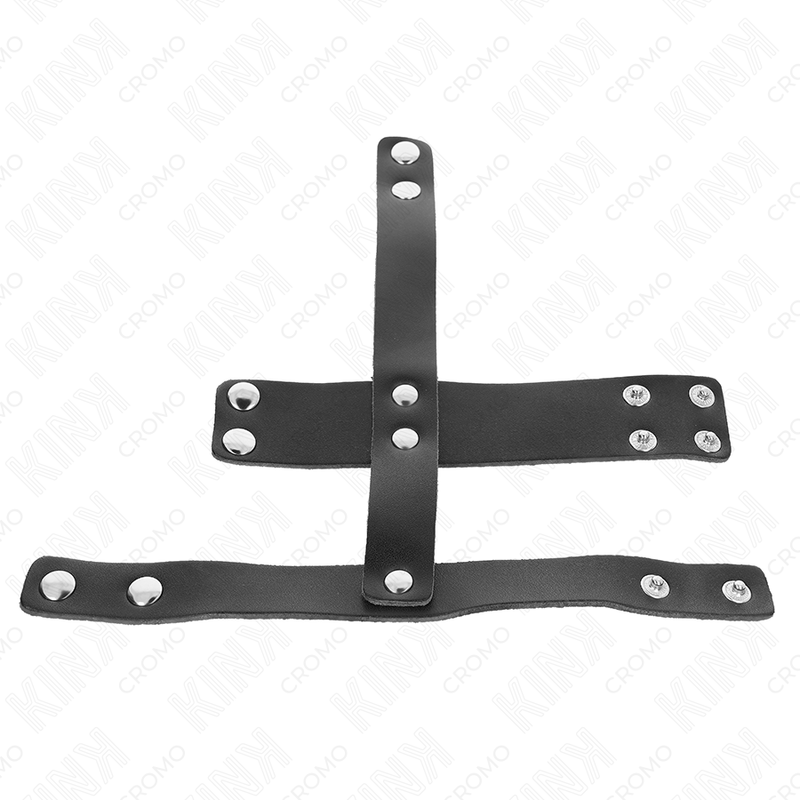 KINK - LEATHER COCK CAGE RING WITH ADJUSTABLE BALL DIVIDER