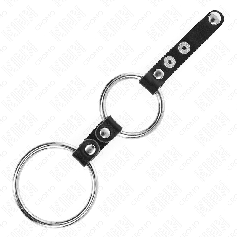 KINK - DOUBLE COCK RING 3.8 CM TO 5 CM CONNECTED BY LEATHER