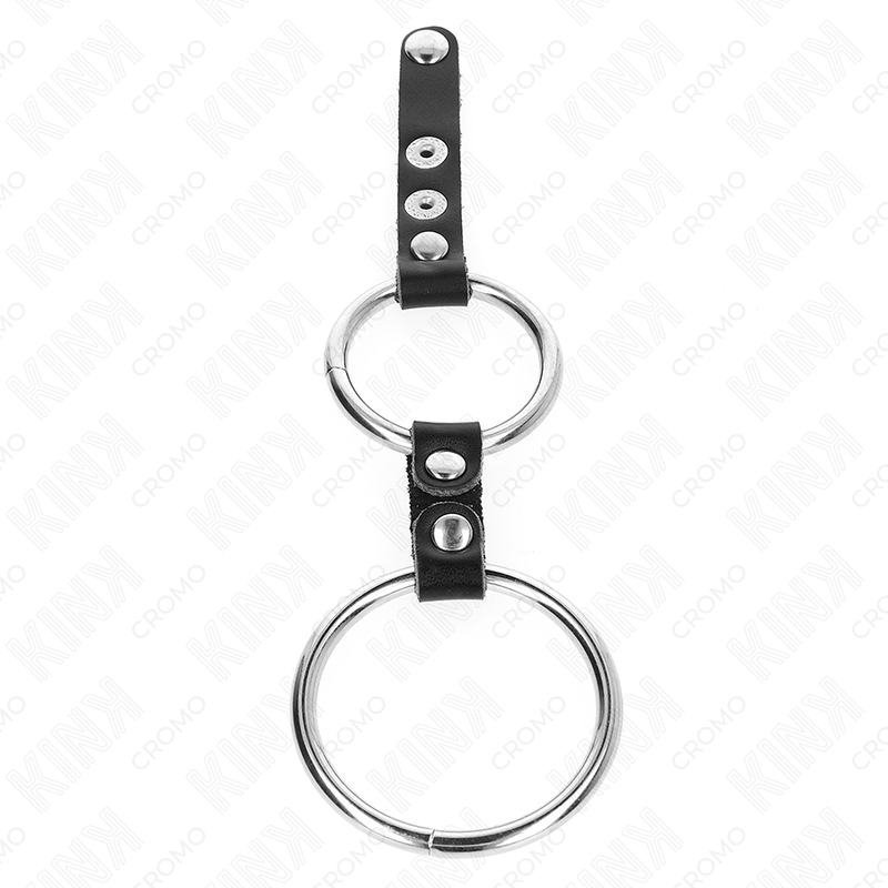 KINK - DOUBLE COCK RING 3.8 CM TO 5 CM CONNECTED BY LEATHER