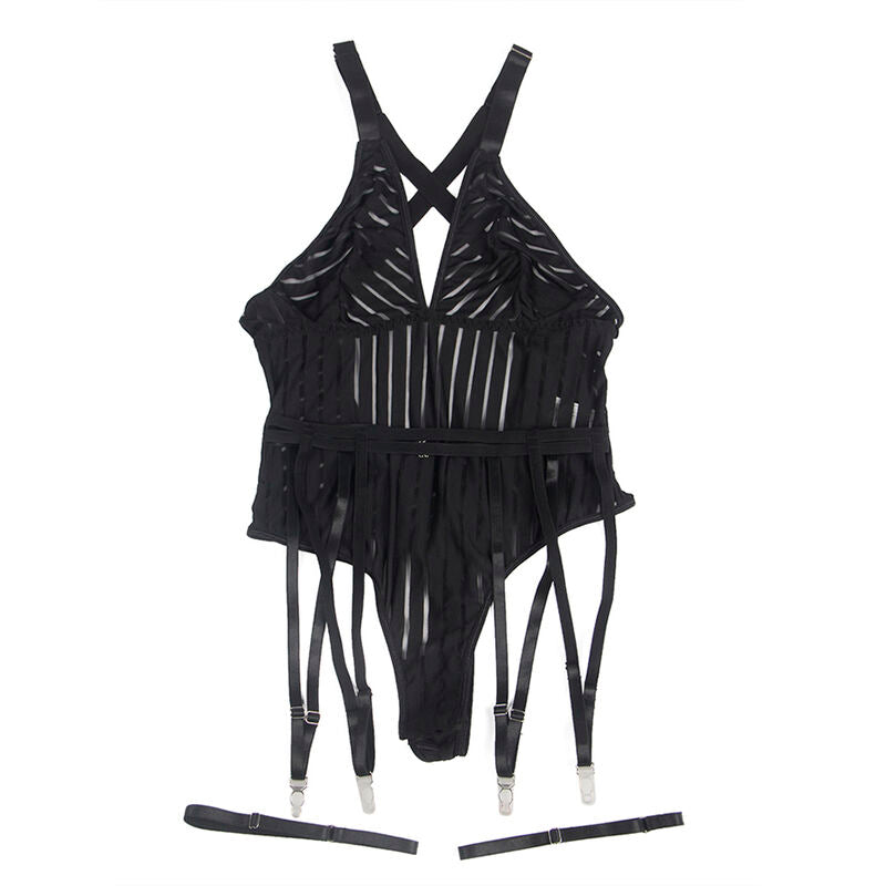 SUBBLIME - 954147 BLACK GARTER BODYSUIT S/M
