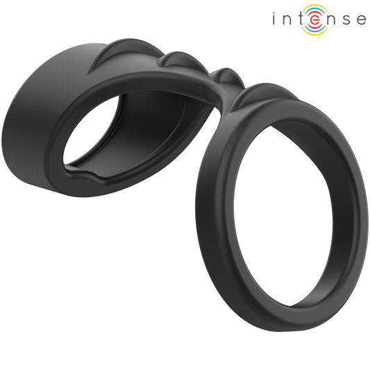 INTENSE - THEO DOUBLE COCK RING BLACK SILICONE MODEL 3