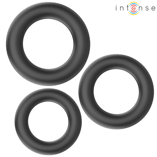 INTENSE - HUGH 3 BASIC BLACK SILICONE PENIS RINGS