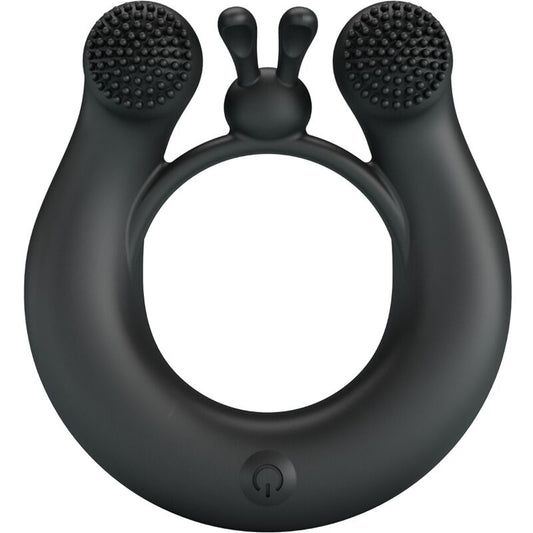 PRETTY LOVE - DAHLIA VIBRATING RING + CLITOIS STIMULATOR 12 VIBRATIONS BLACK