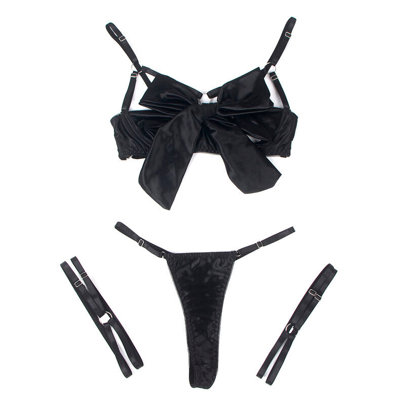 SUBBLIME - 955199 Adjustable Black Bow Bra Set S/M