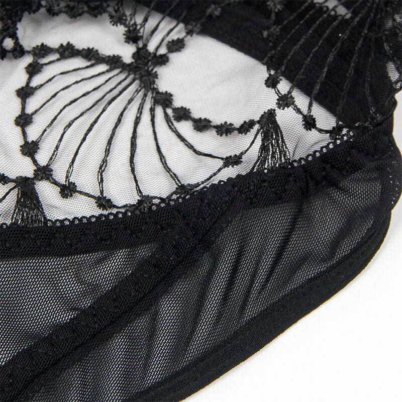SUBBLIME - 955229 Black Sheer Bodysuit with Hollow Lace L/XL