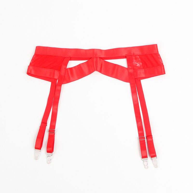 SUBBLIME - 955267 RED BONDAGE BRA AND GARTER BELT SET L/XL